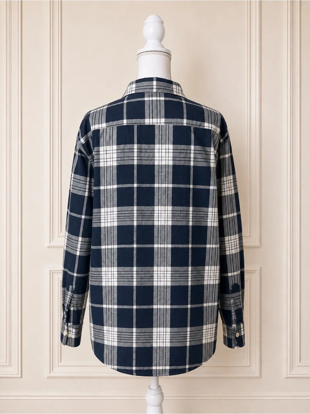 Navy Plaid Organic Cotton Untucked Button Down Shirt Men’s XL Banana Republic